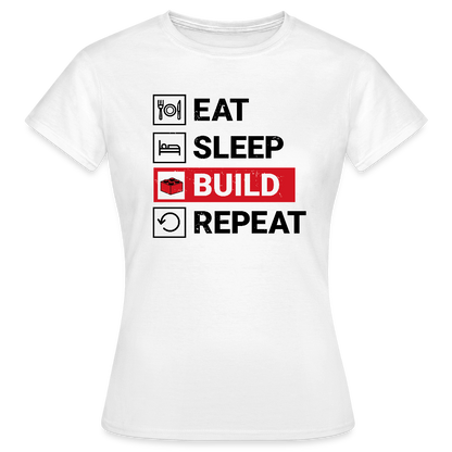Eat, Sleep, BUILD, Repeat Women's T-Shirt - white
