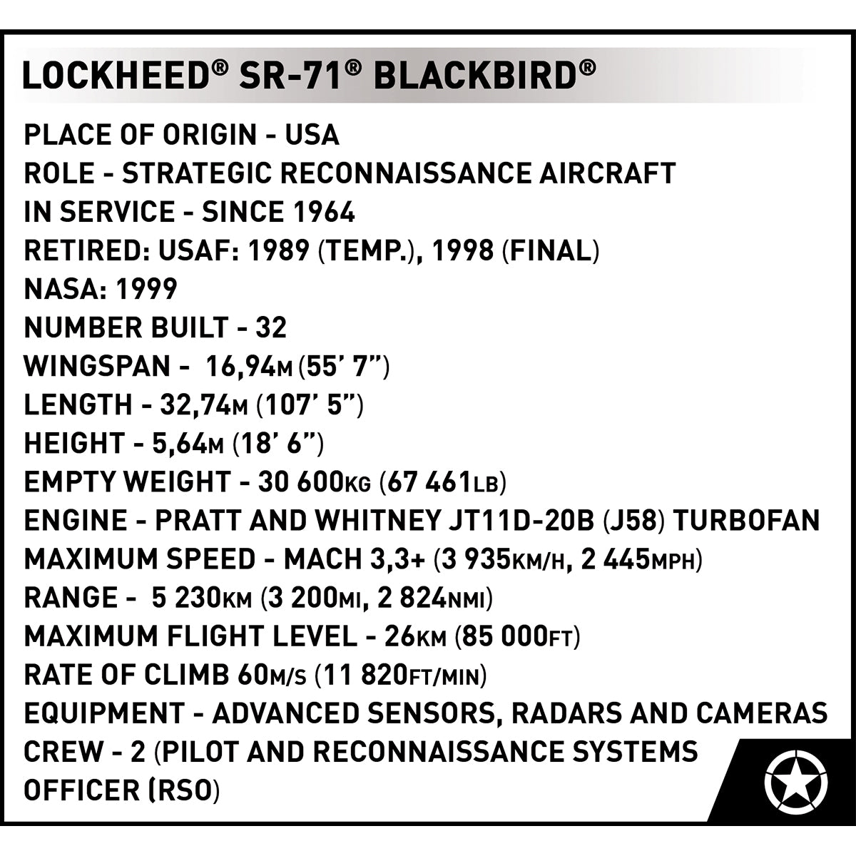 Lockheed SR-71 Blackbird