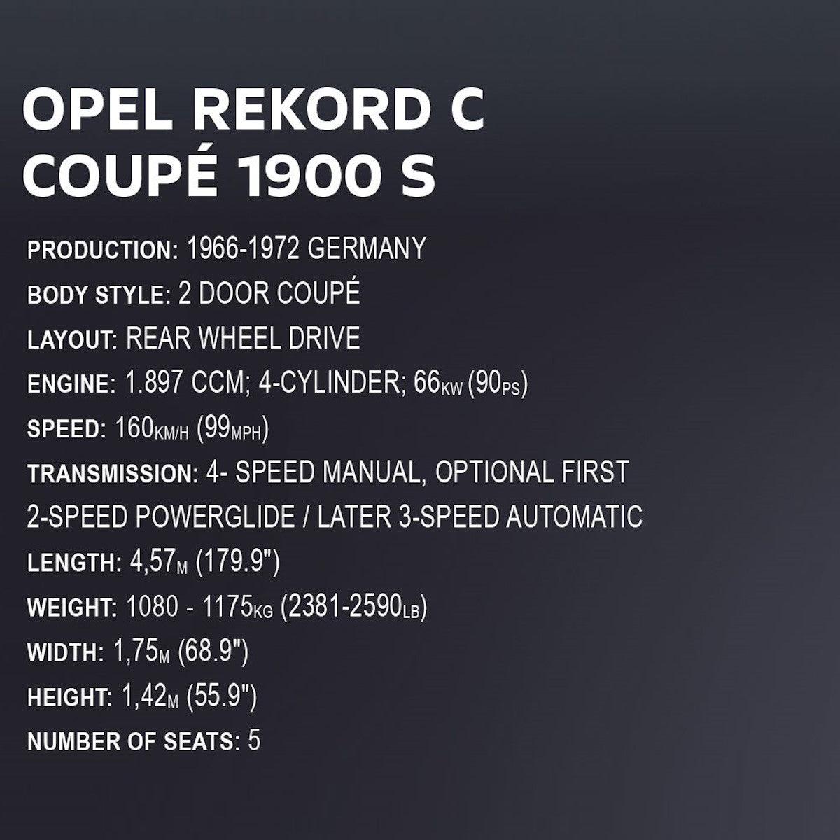 Cobi Opel Rekord C Coupé coche deportivo (COBI-24345)